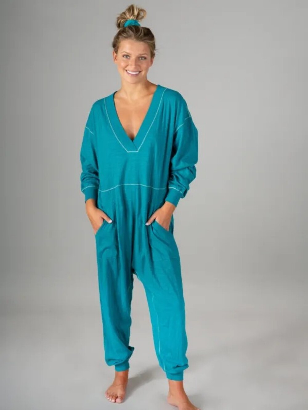 Natural Life Johnnie Cotton Jumpsuit in Antique Jade Size XS